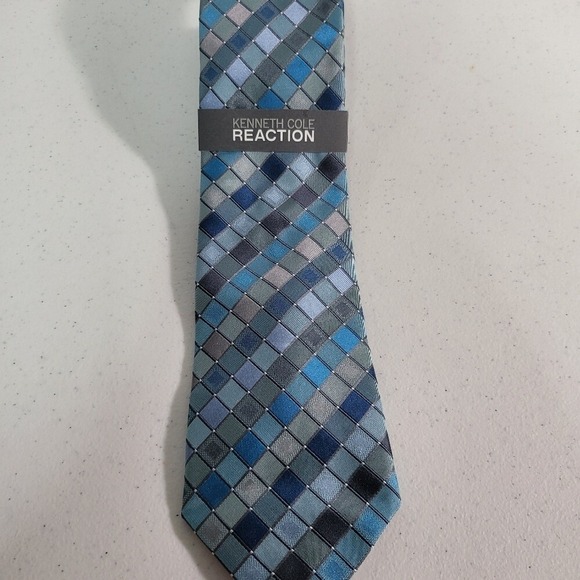 Kenneth Cole Reaction Blue Checkered Tie - Picture 2 of 6